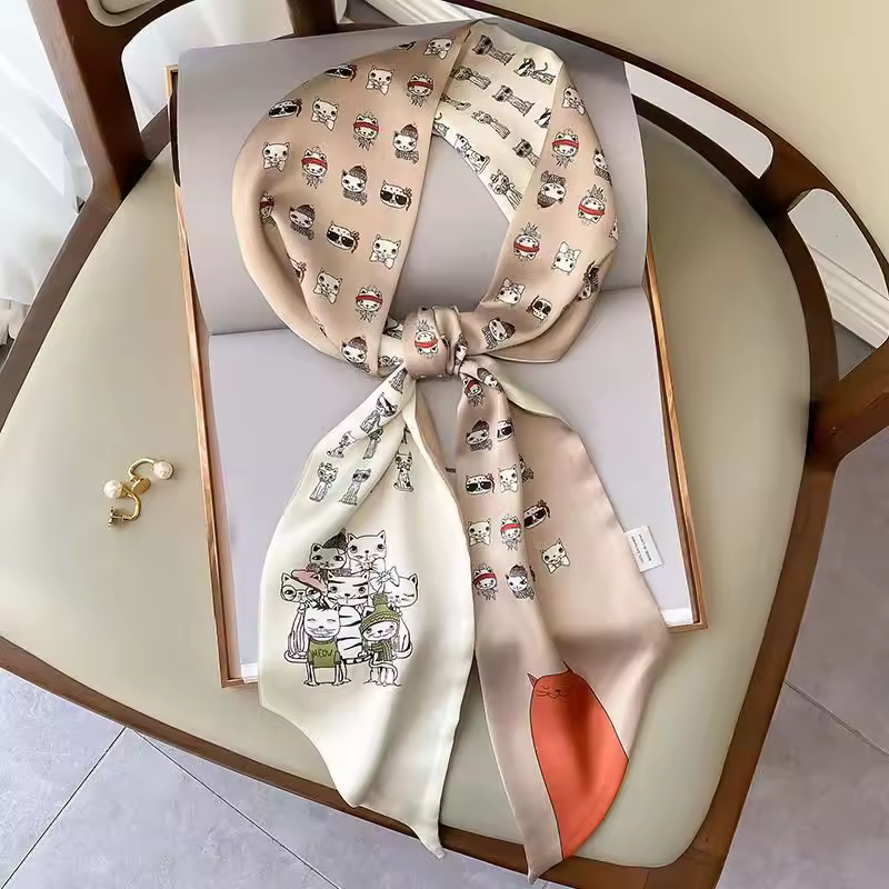 Classic Ribbon Wrist Belt Foulard Design Silk Skinny Headwear Print Neck Tie Hair Hand Bag Scarf