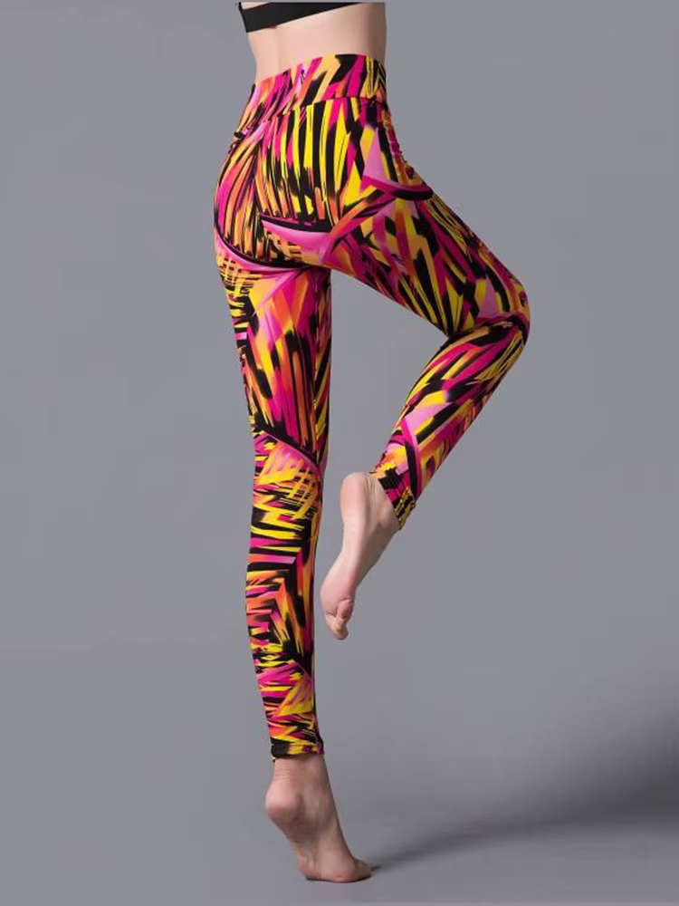 Casual High Waist Stripe Sportwear Workout Ankle-Length Leggings