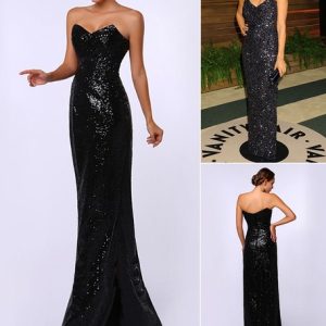 Celebrity Dresses Sheath Sequined Sweetheart Neck Evening Dress