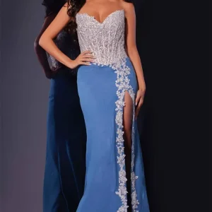 Classic Sweetheart Sequins Wedding Party Floor Length Slit Maxi Dress