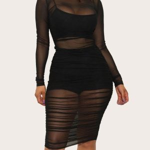 Dress Jewel Neck Long Beach Bodycon Dress