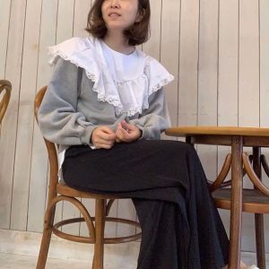 Fashion Contrast Ruffles Patchwork Sweatshirt Hoodies Pullover
