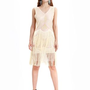 Fashion Style Outfits Flapper V Neck Fringe Sequins Great Dress
