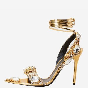 High Heel Sandals Open Toe Rhinestones Prom Shoes