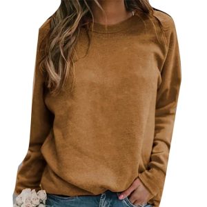 Hoodies Plus Crew Neck Long Sleeve Sweatshirt Basic Pullover