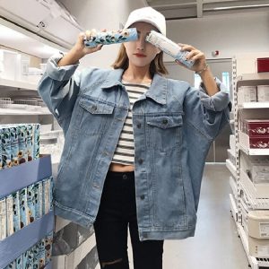 Korean fashion denim jacket long sleeve coat