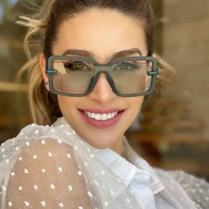 Luxury Candy Shade UV400 Vintage Designer Big Frame Square Hollow Sunglasses