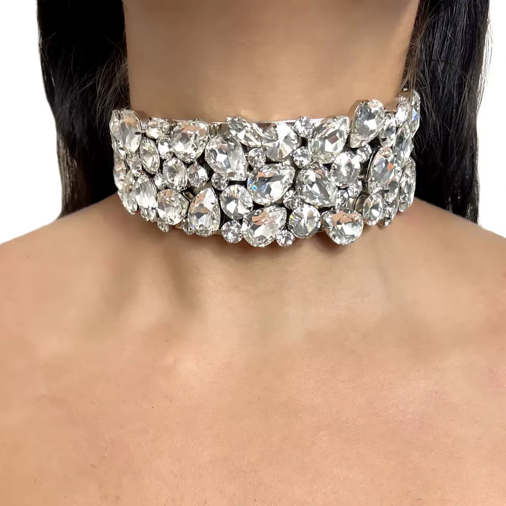 Luxury Large Crystal Collar Rhinestone Exaggerate Choker Necklace