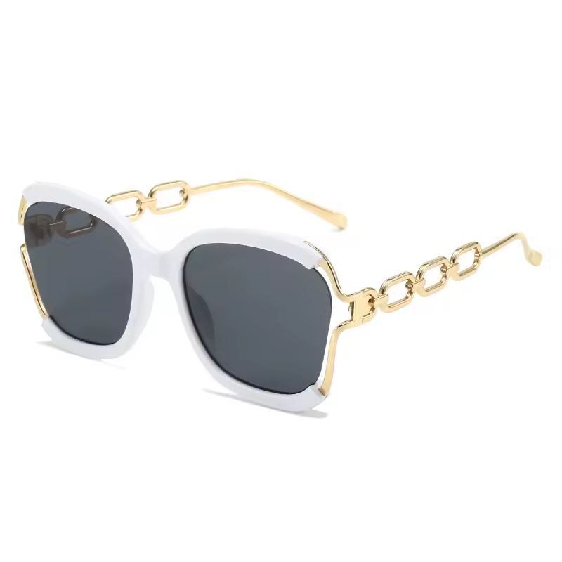 Luxury Square UV400 Retro Chain Metal Frame Shades Sun Glasses