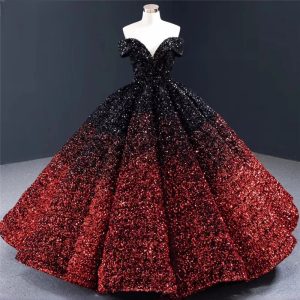 Off Shoulder Contrast Color Wedding Dress Sweetheart Luxury Bridal Gown