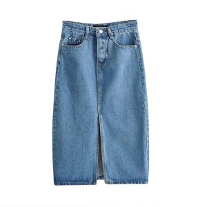 Sexy High Waist Split Mid Calf Skirts