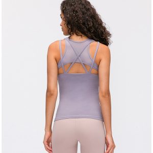 Sexy slim fit mesh patchwork Fitness training tank tops