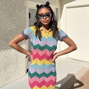 Short Sleeve Slim Fit Hip Knit Dress