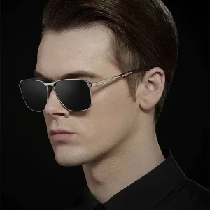 Square Full Gold Frame Polarized UV Protective Sunglasses